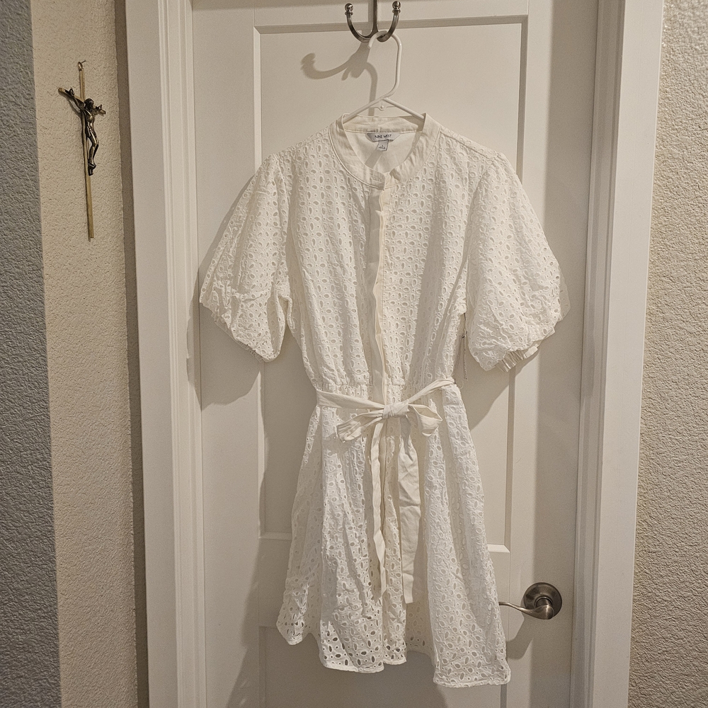 Nine West Classic White Eyelet Dress